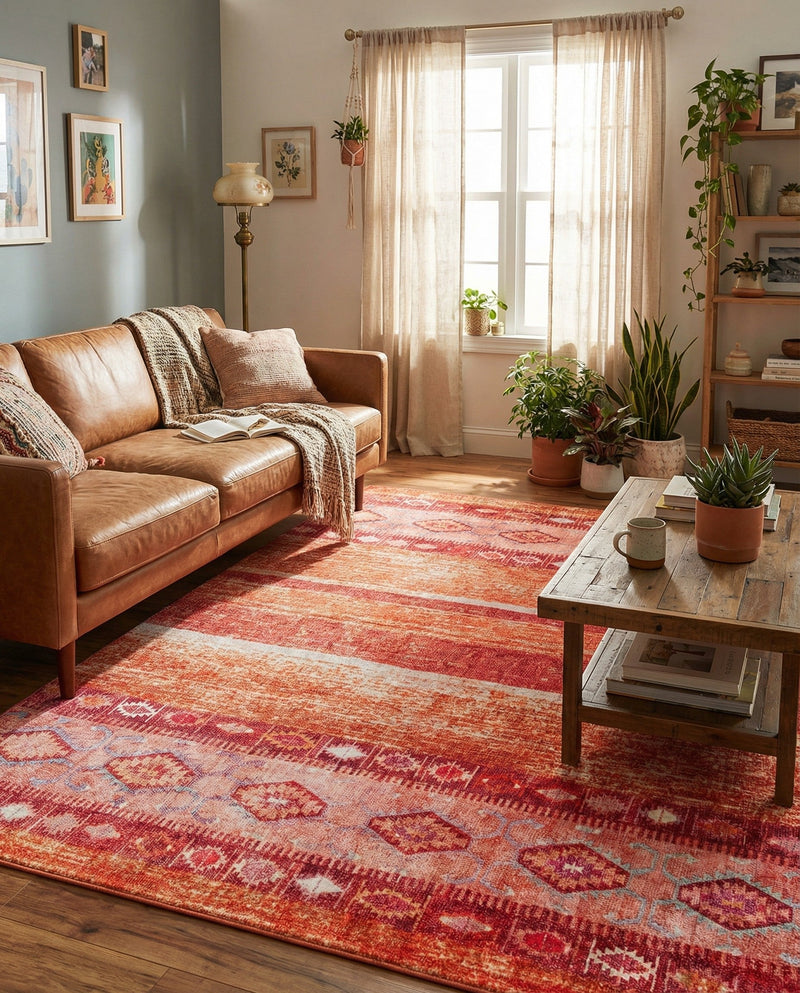 Heritage Elegance Collection Area Rug -  Edinburgh Rectangle Rust Red  lifestyle 11