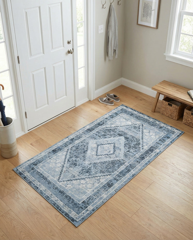 Aegean Elegance Washables Collection Area Rug -  Delos Rectangle Navy Blue  lifestyle 21