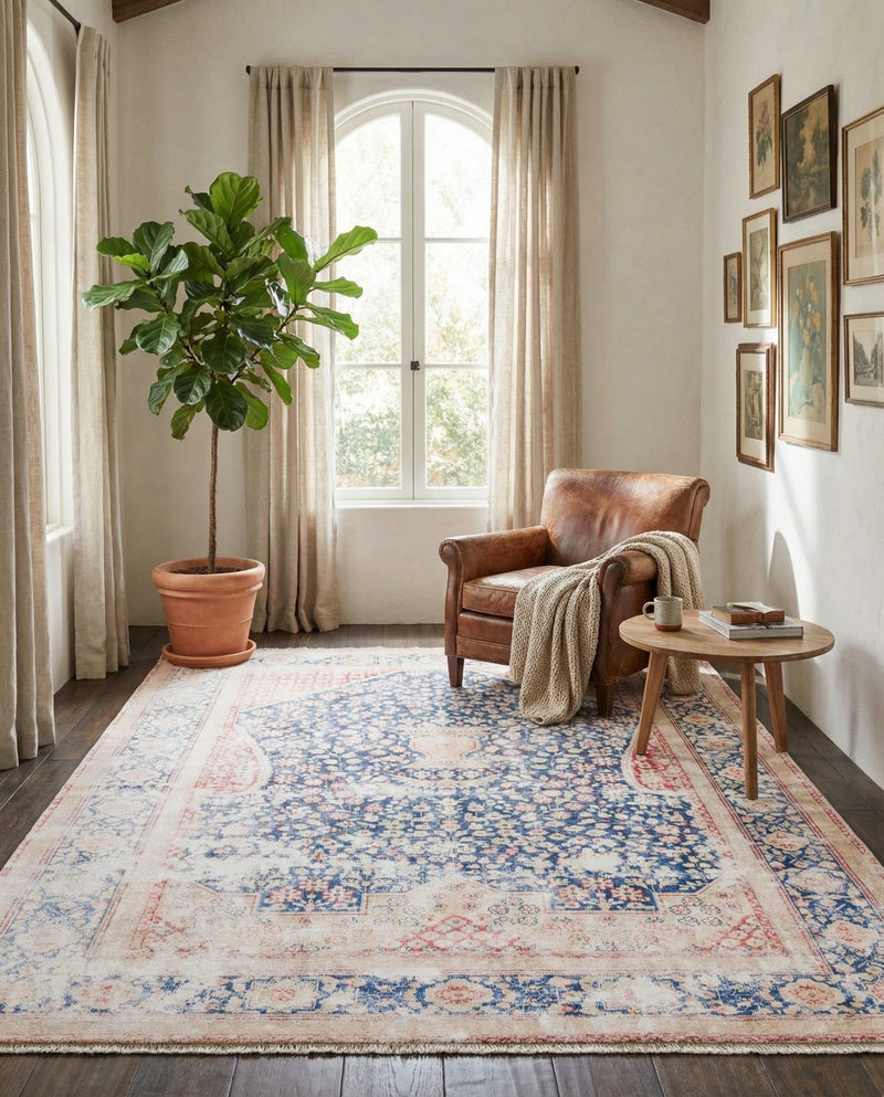 Bazaar Chic Collection Area Rug -  Rabat Rectangle Navy Blue  lifestyle 19
