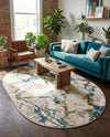 Jewel Oasis Collection Area Rug -  Opaline Oval White Navy  lifestyle 66