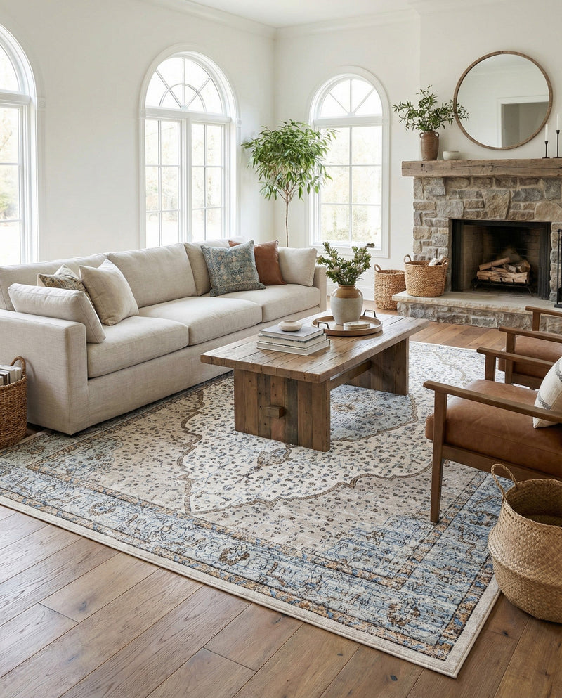 Mykonos Manor Collection Area Rug - Delos Rectangle Blue  lifestyle 12