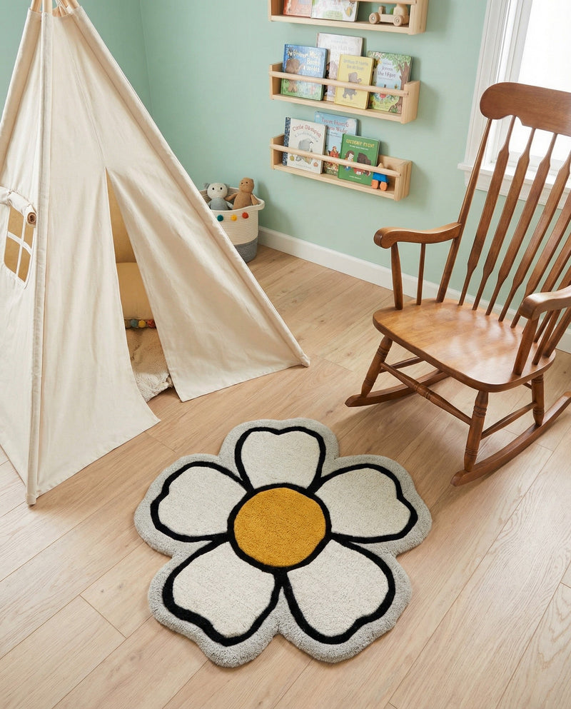 Whimsy Wonders Wool Collection Area Rug -  Arctic Round Ivory  lifestyle 4