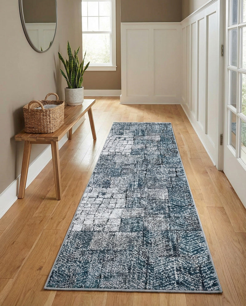 Seville Elegance Collection Area Rug - Cordoba Runner Gray Blue  lifestyle 74