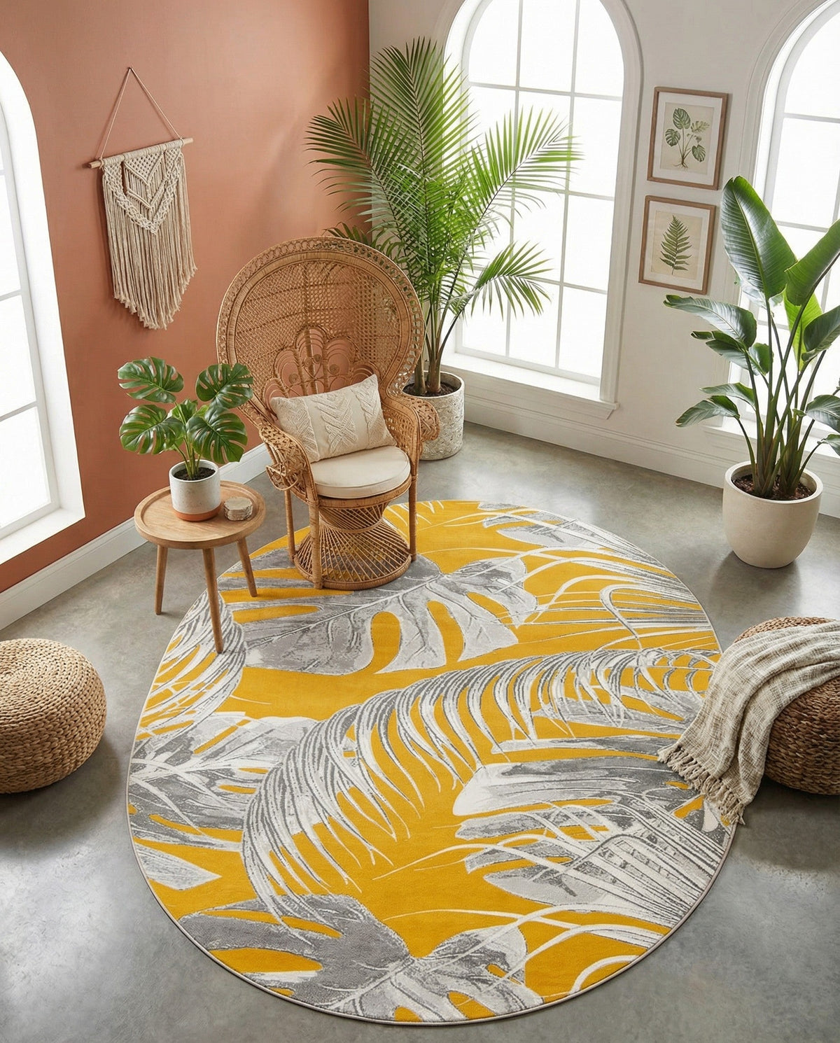 Meadow Breeze Collection Area Rug -  Clover Oval Yellow  lifestyle 101