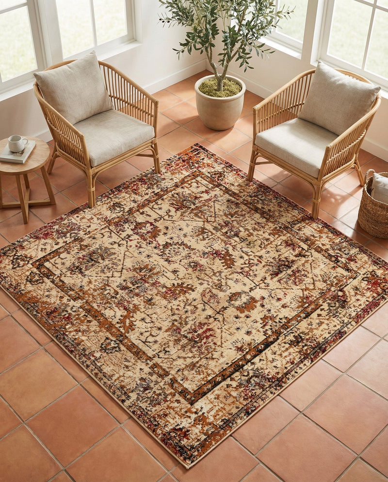 Neptune Elegance Collection Area Rug -  Galatea (Beige Cream) Square Beige Cream  lifestyle 28
