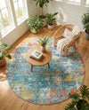 Caribbean Breeze Collection Area Rug -  Quantic Round Blue  lifestyle 35