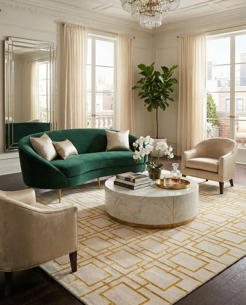 Hollywood Luxe Collection Area Rug -  Beverly (White Gold) Rectangle White Gold  lifestyle 10