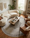 Mykonos Manor Collection Area Rug -  Tinos (Ivory) Round Ivory  lifestyle 58