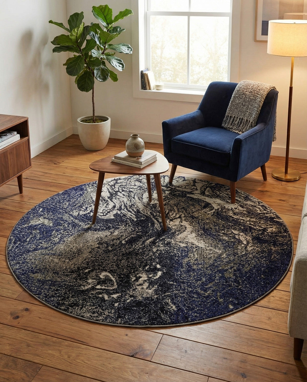 Autumnal Tapestry Collection Area Rug -  Slateville Round Gray  lifestyle 36