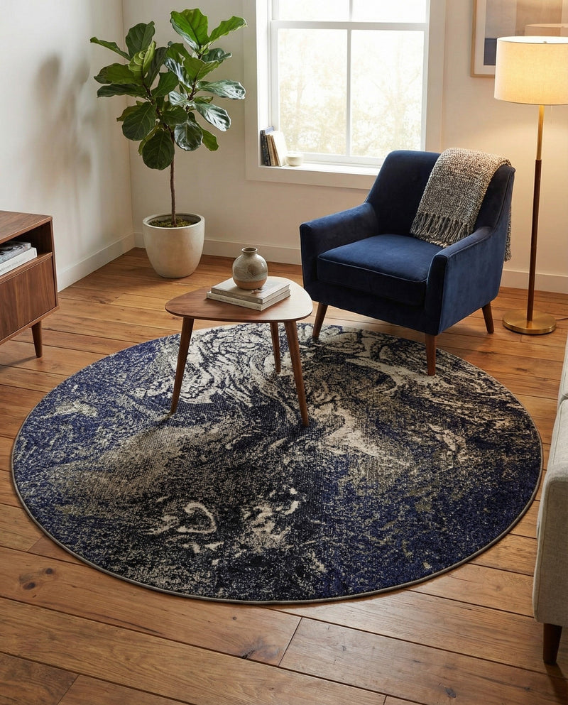Autumnal Tapestry Collection Area Rug -  Slateville Round Gray  lifestyle 36