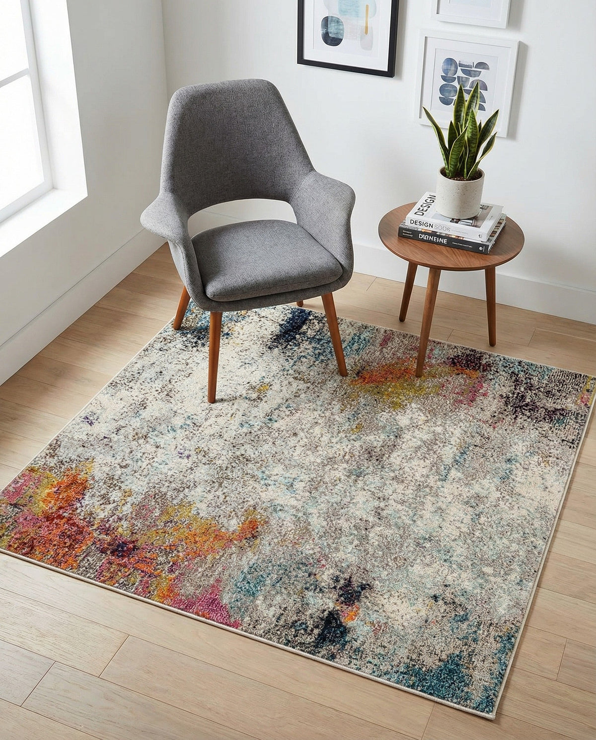 Chromatic Oasis Collection Area Rug -  Azure Square Beige  lifestyle 91