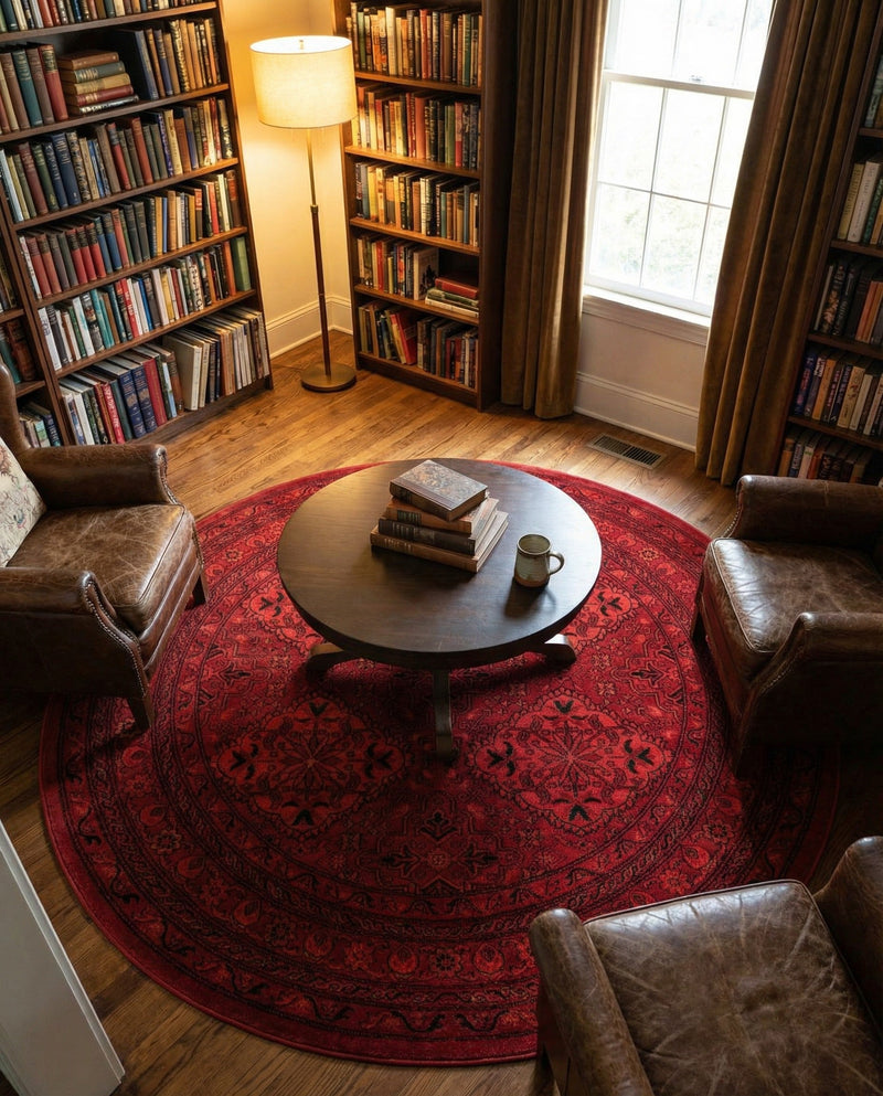 Samarkand Elegance Collection Area Rug -  Samanid Round Red  lifestyle 73