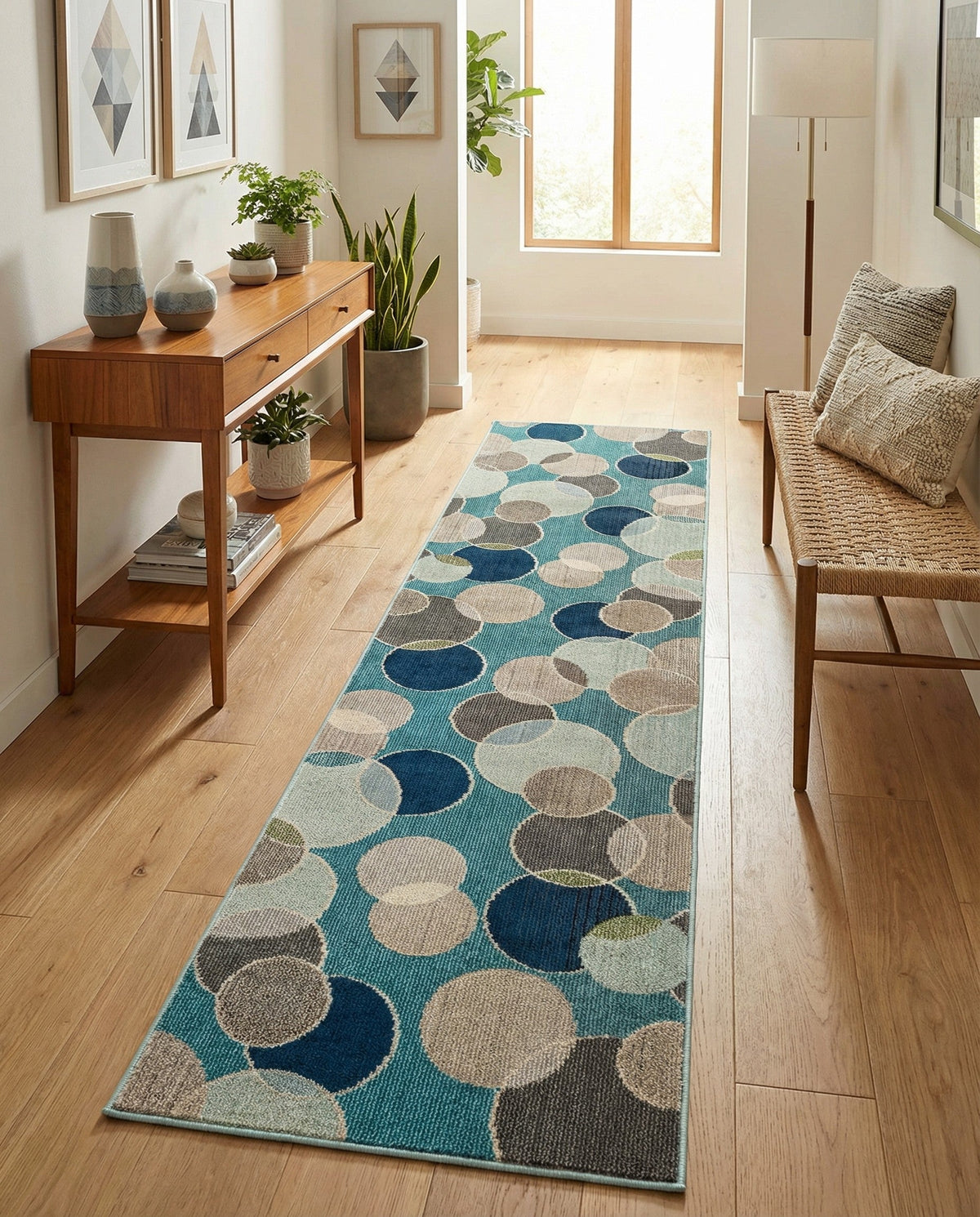 Chromatic Oasis Collection Area Rug -  Zephyr Runner Blue  lifestyle 117