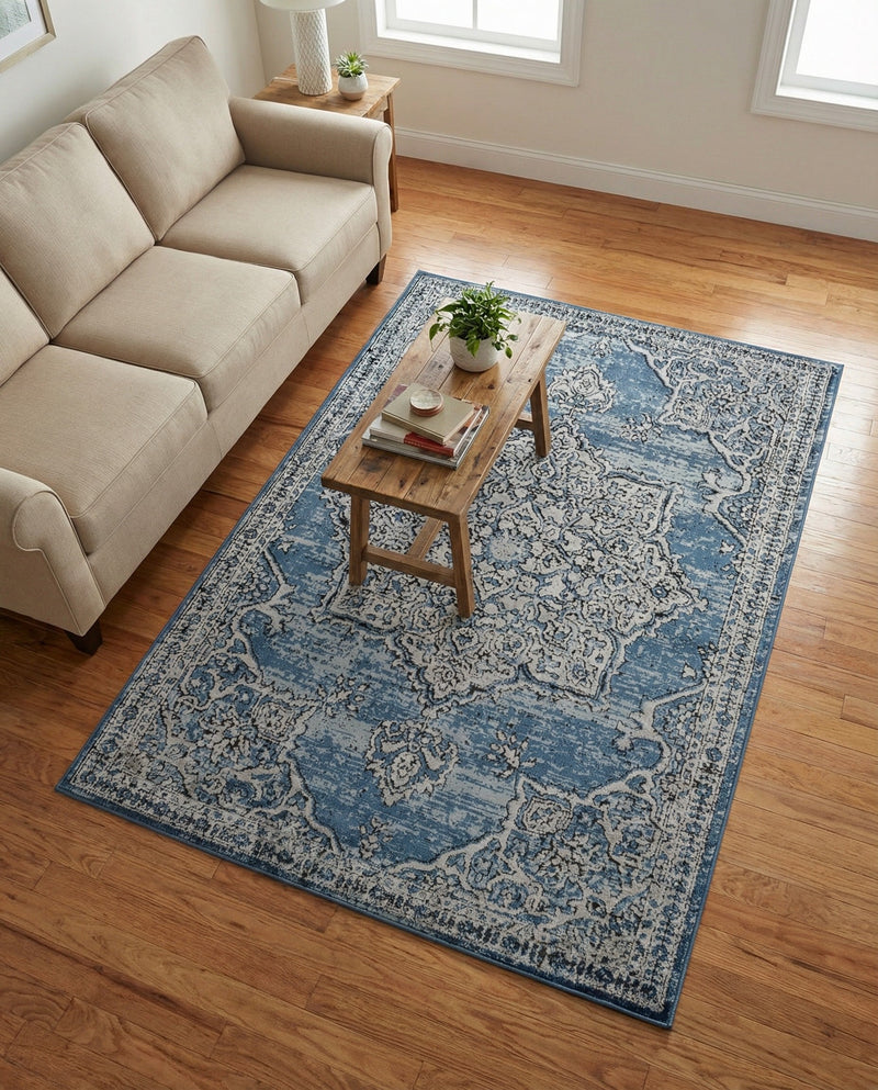 Mykonos Manor Collection Area Rug -  Tinos (Blue) Rectangle Blue  lifestyle 19