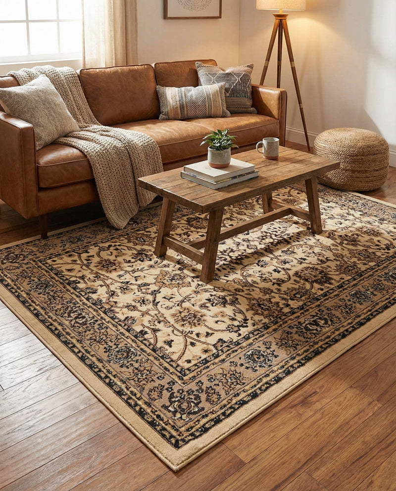Isfahan Elegance Collection Area Rug - Naghsh-e Jahan (Ivory) Rectangle Ivory  lifestyle 28