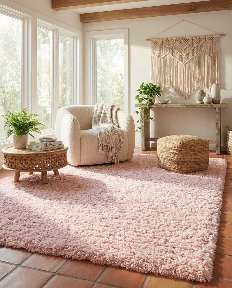 Eternal Plush Oasis Collection Area Rug -  Tranquility (Pink Lace) Rectangle Pink Lace  lifestyle 24