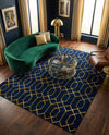 Hollywood Luxe Collection Area Rug - Sunset (Navy Blue Gold) Rectangle Navy Blue Gold  lifestyle 5