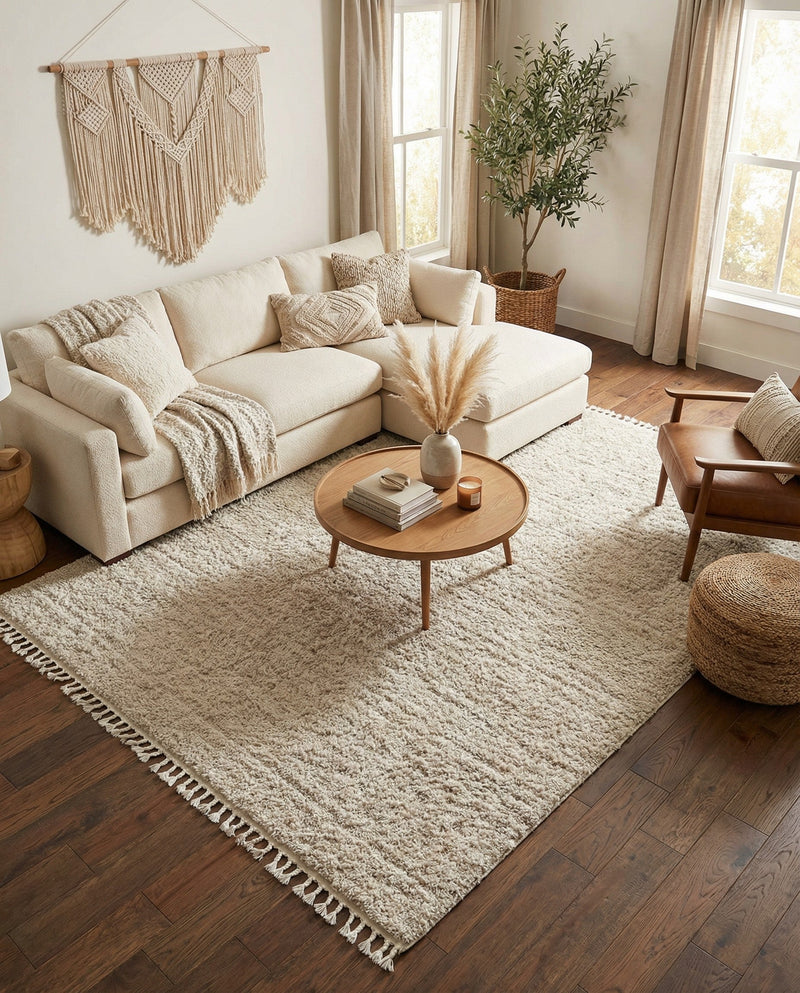 Cozy Cove Shag Collection Area Rug -  Harbor Rectangle Ivory  lifestyle 45