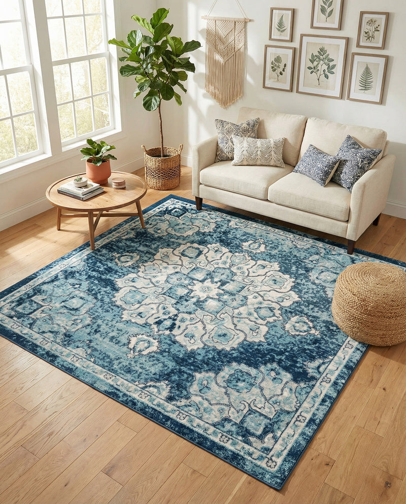 Beverly Grove Collection Area Rug - Melrose (Navy Blue) Square Navy Blue  lifestyle 62