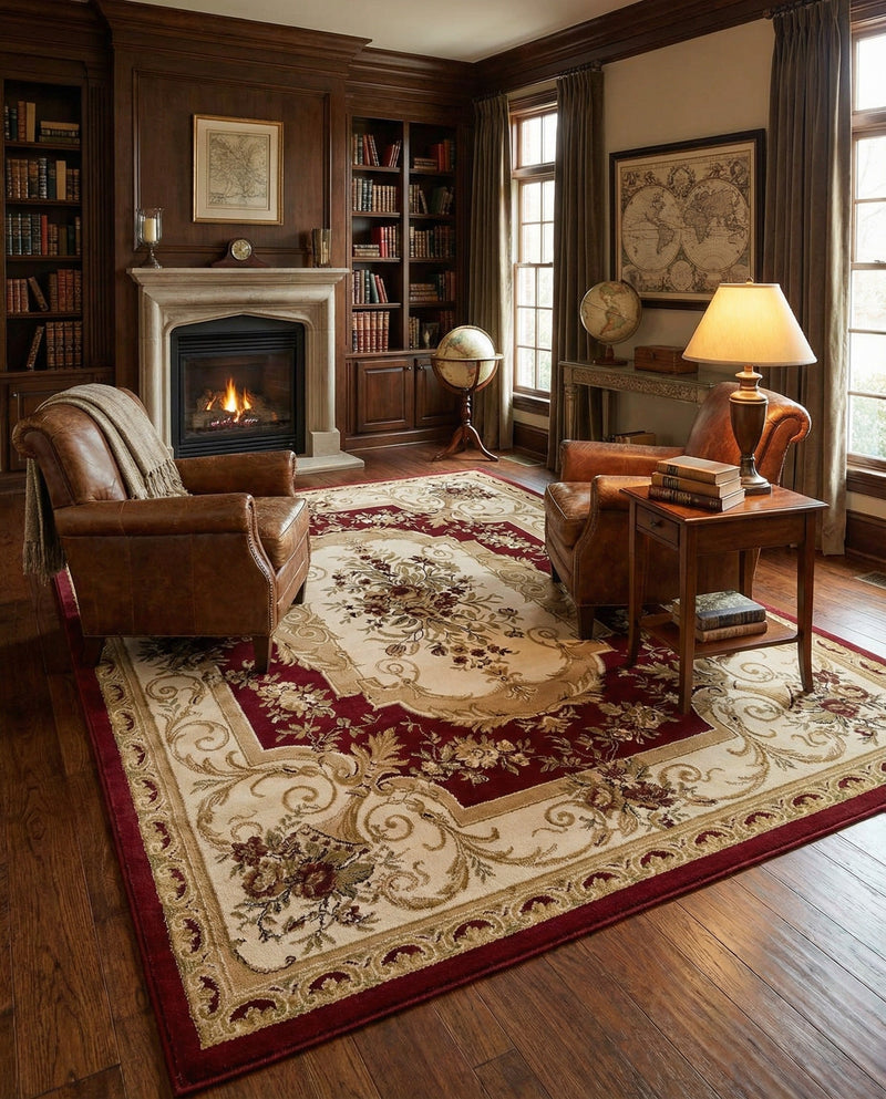 Versailles Elegance Collection Area Rug -  Louveciennes (Red) Rectangle Red  lifestyle 7