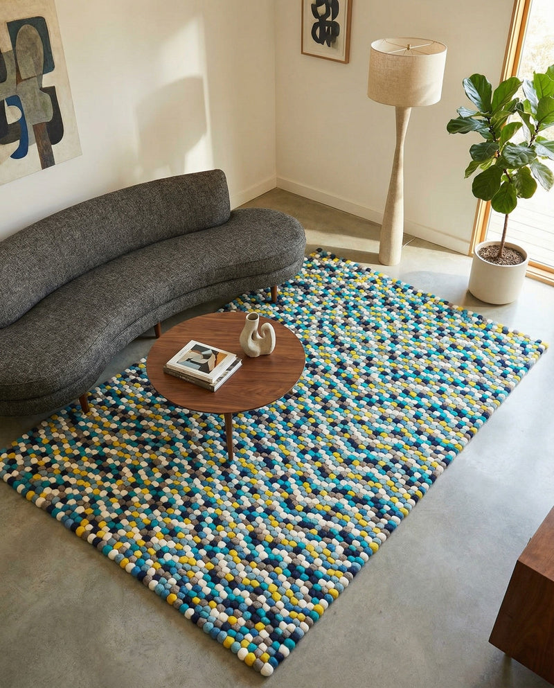 Woolen Sphere Collection Area Rug - Orbsburg (Blue) Rectangle Blue  lifestyle 11