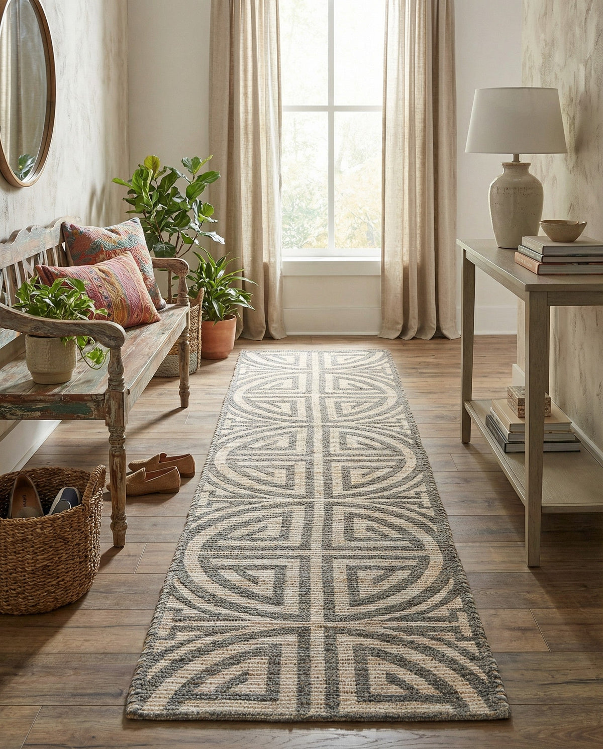 Savannah Threads Collection Area Rug -  Thar Runner Gray and Ivory  lifestyle 151