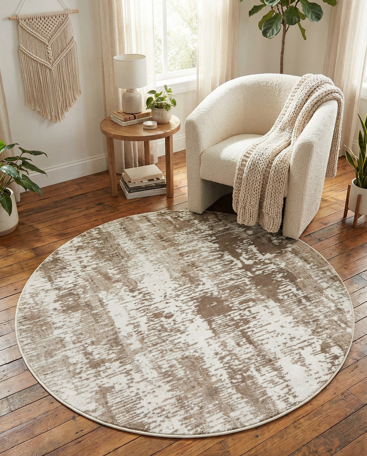 Coastal Haven Collection Area Rug -  Pelican Round Ivory  lifestyle 126