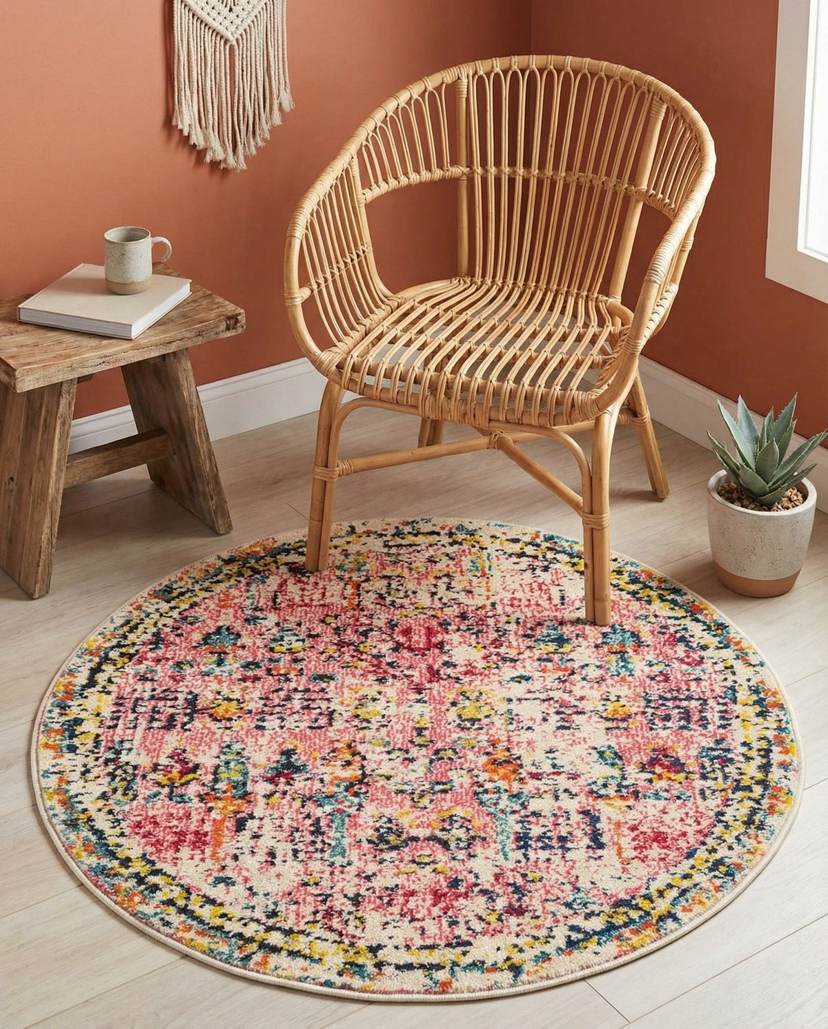 Sierra Collection Area Rug -  Shasta Round Pink  lifestyle 104