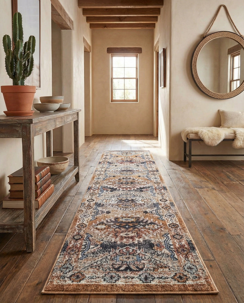 Desert Modern Eco Rug Series Collection Area Rug -  Navajo Runner Khaki Gray  lifestyle 56