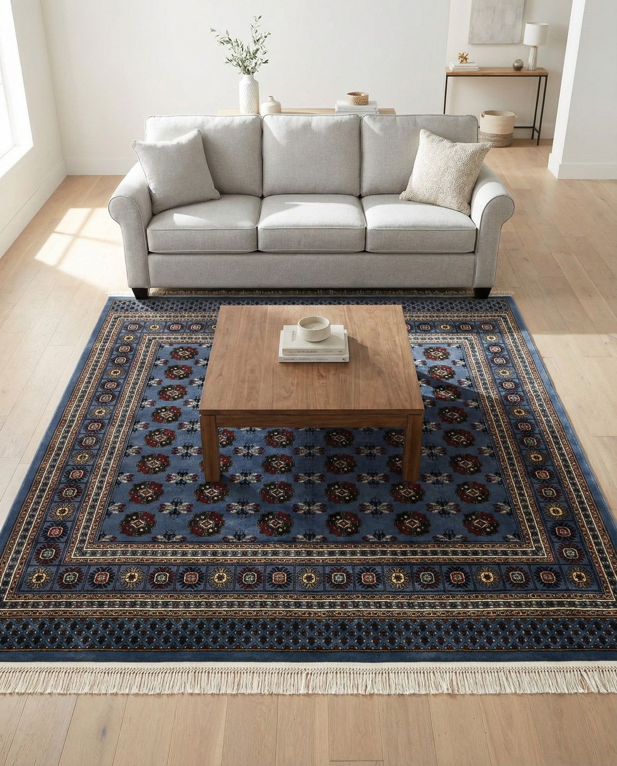 Samarkand Elegance Collection Area Rug -  Margilan (Blue) Square Blue  lifestyle 71