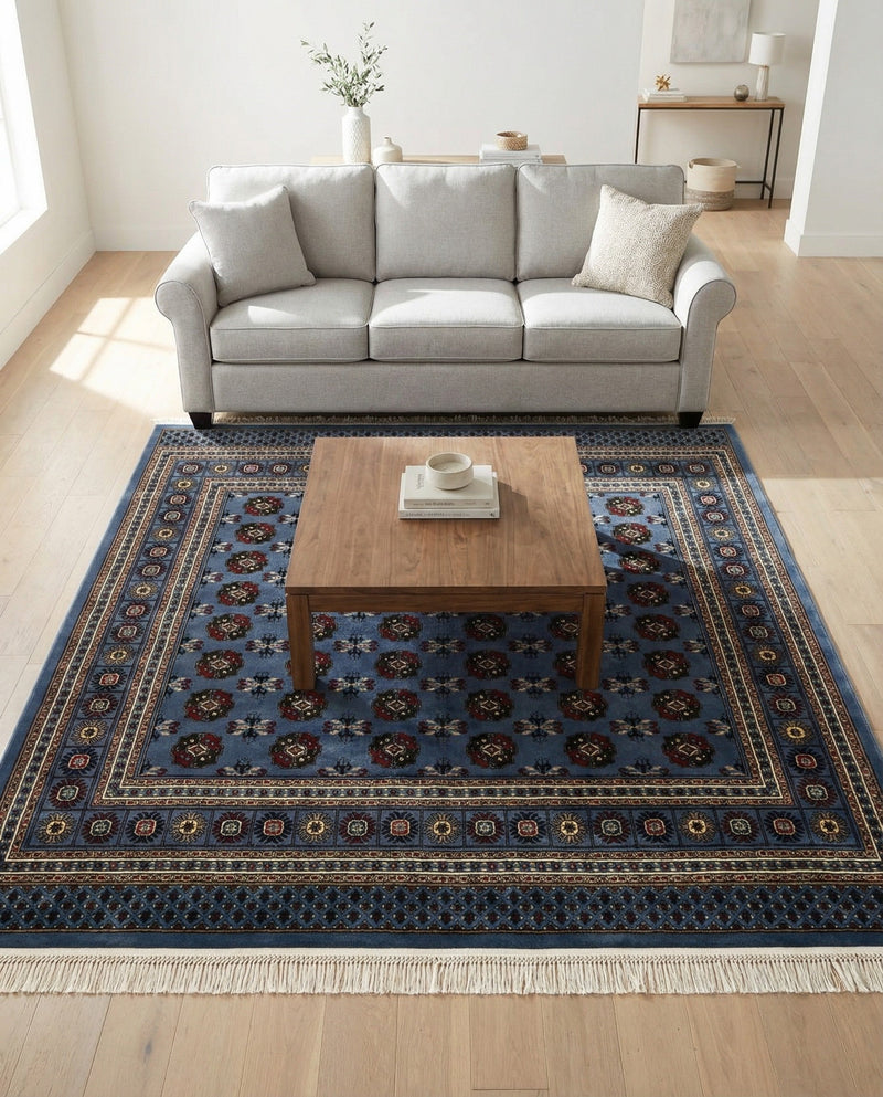 Samarkand Elegance Collection Area Rug -  Margilan (Blue) Square Blue  lifestyle 71