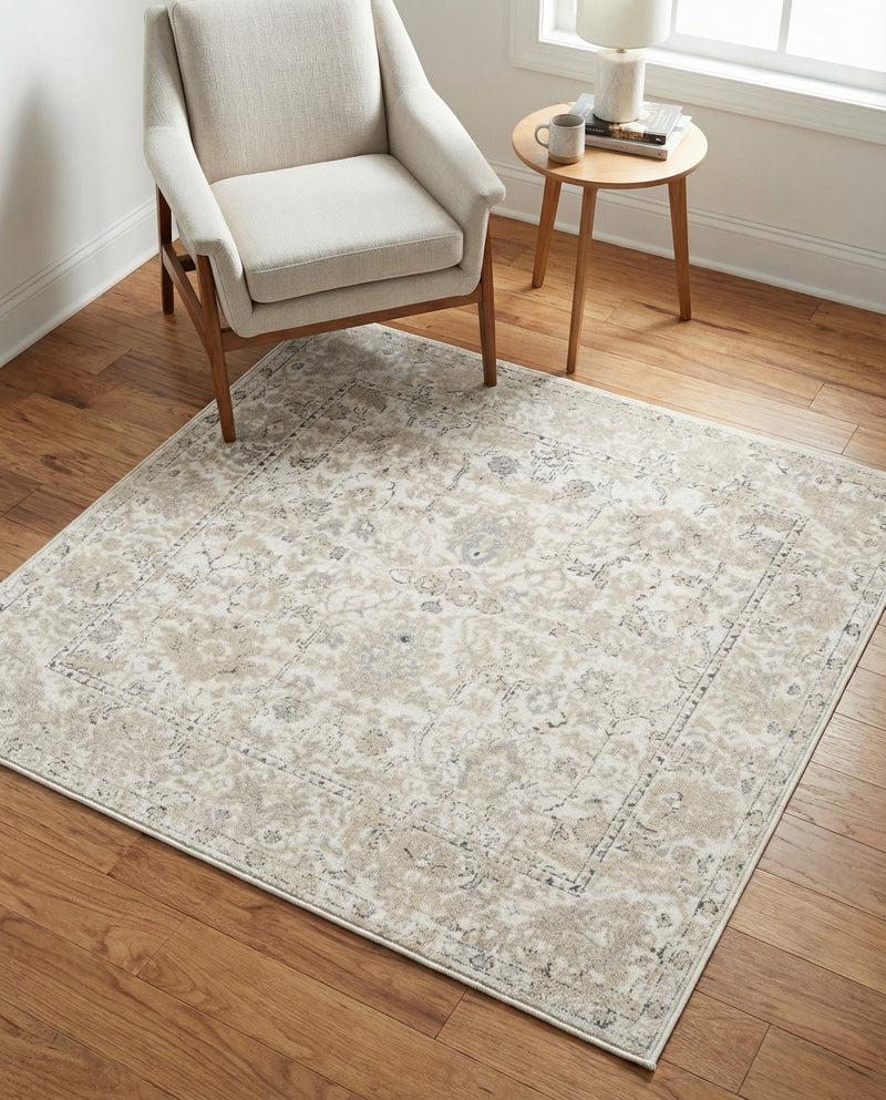 Cascade Range Collection Area Rug -  Shasta (Ivory) Square Ivory  lifestyle 36