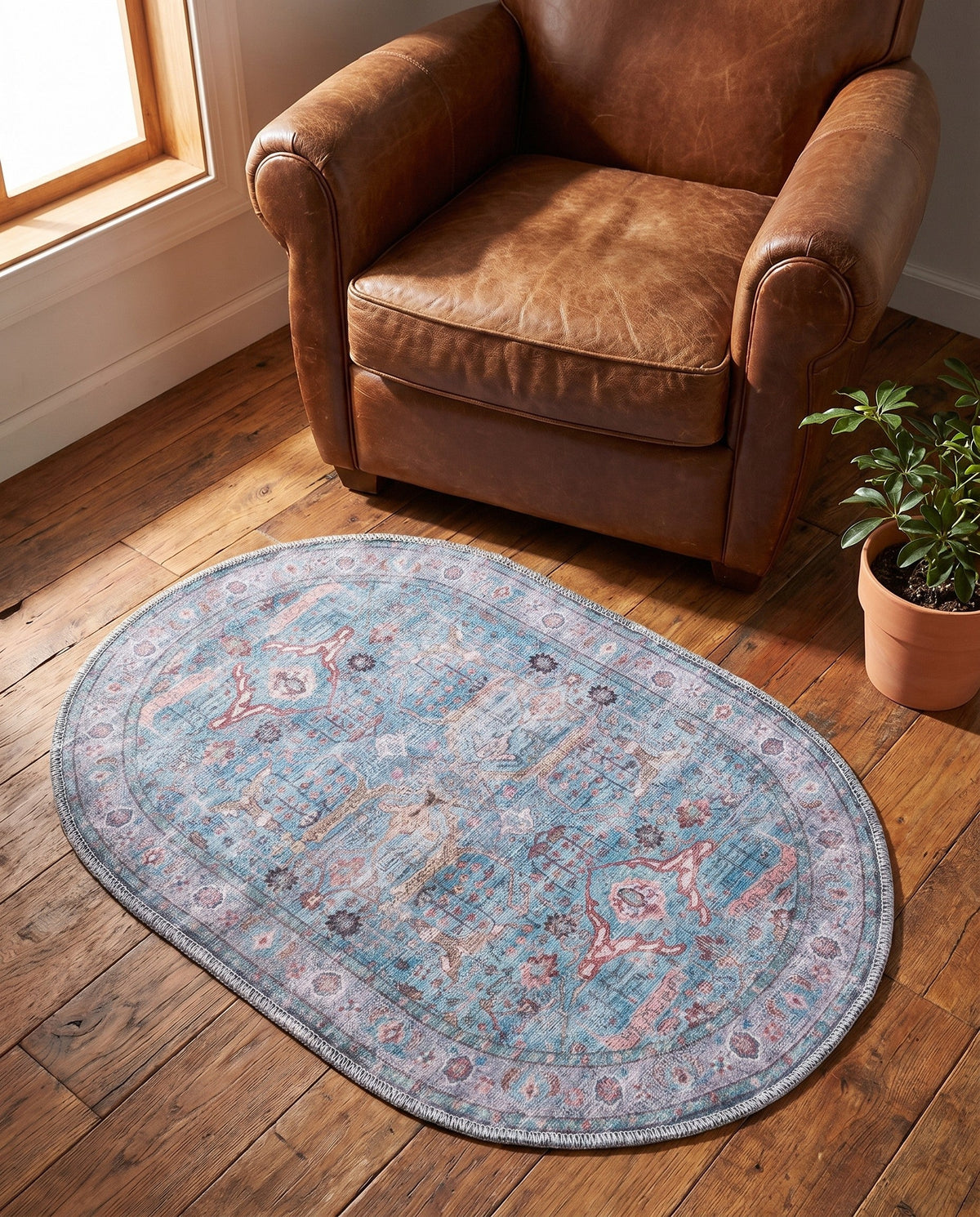 Zahara Oasis Collection Area Rug -  Marrakech Oval Blue  lifestyle 92