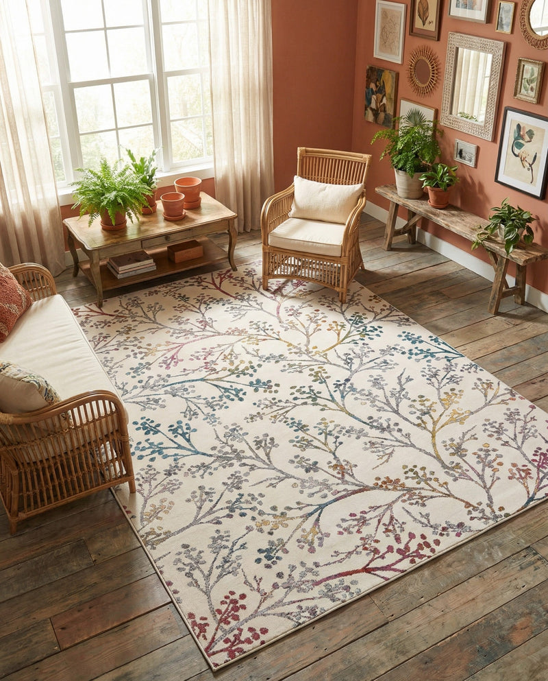 Meadow Breeze Collection Area Rug -  Sunbeam Rectangle Ivory  lifestyle 21
