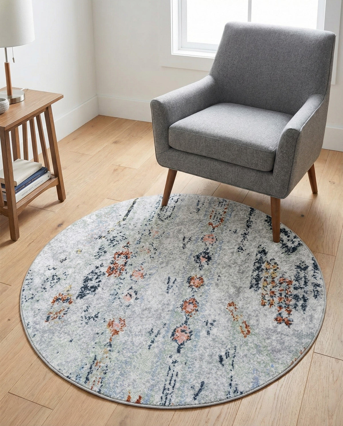 Aegean Elegance Washables Collection Area Rug -  Zakynthos Round Ivory Gray  lifestyle 151