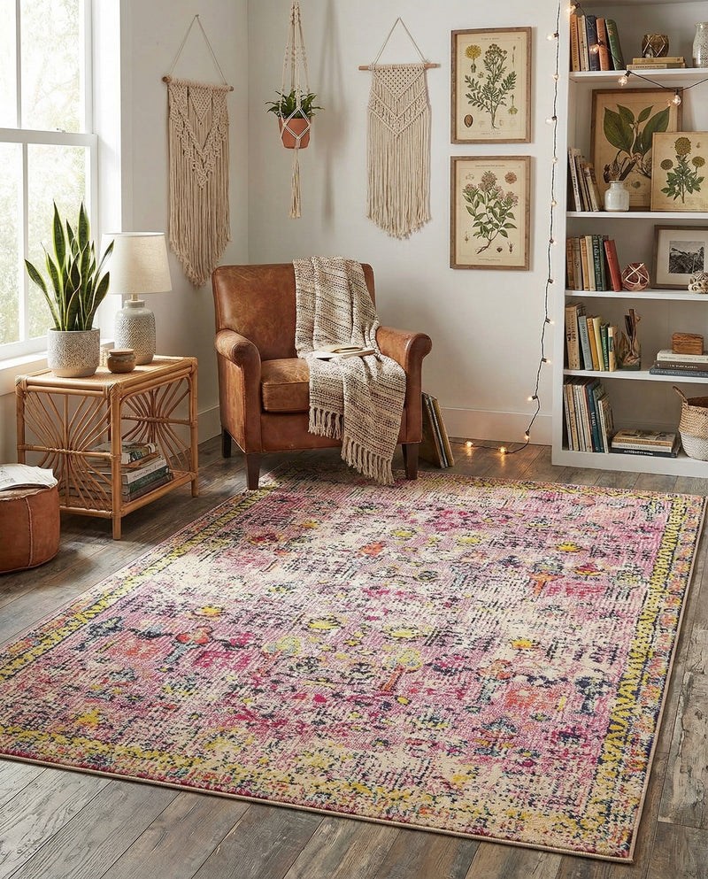 Sierra Collection Area Rug -  Shasta Rectangle Pink  lifestyle 46