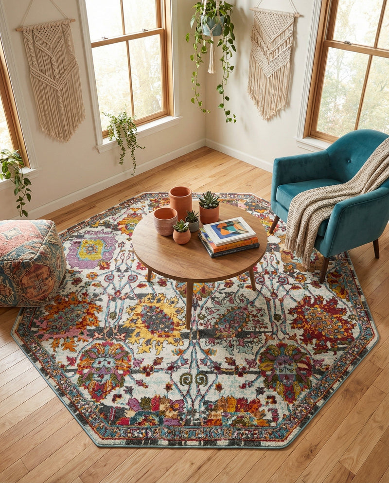 Arcadia Rugs Collection Area Rug -  Elysium Octagon Multi  lifestyle 72