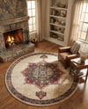 Eden Oasis Collection Area Rug -  Tranquility (Cream) Round Cream  lifestyle 50