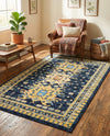 Tabriz Tapestries Collection Area Rug - Azerbaijan (Navy Blue) Rectangle Navy Blue  lifestyle 21