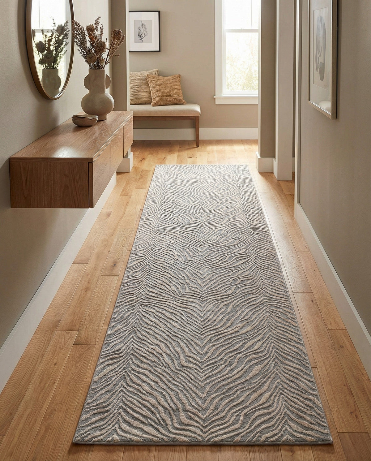 Bloomsbury Elegance Collection Area Rug -  Chelsea Runner Gray and Ivory  lifestyle 144