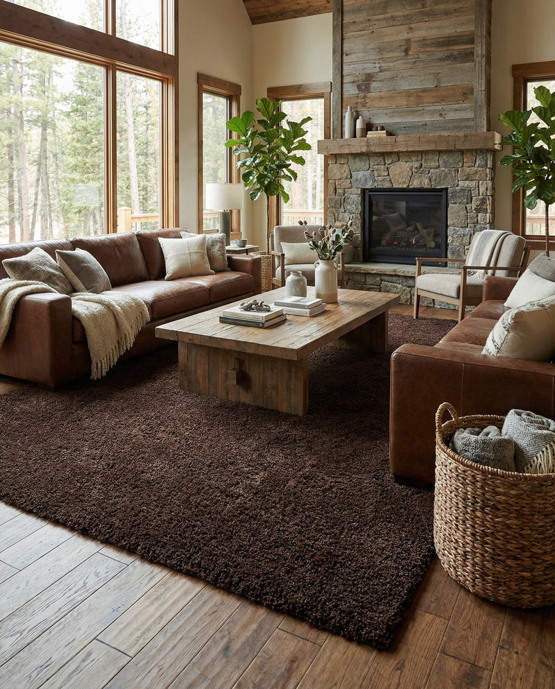 Plush Oasis Collection Area Rug - Serenity (Chocolate Brown) Rectangle Chocolate Brown  lifestyle 24