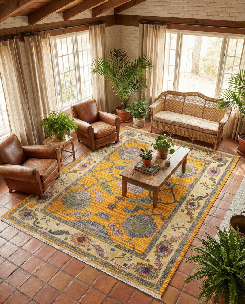 Arcadia Rugs Collection Area Rug - Eden (Yellow) Rectangle Yellow  lifestyle 13
