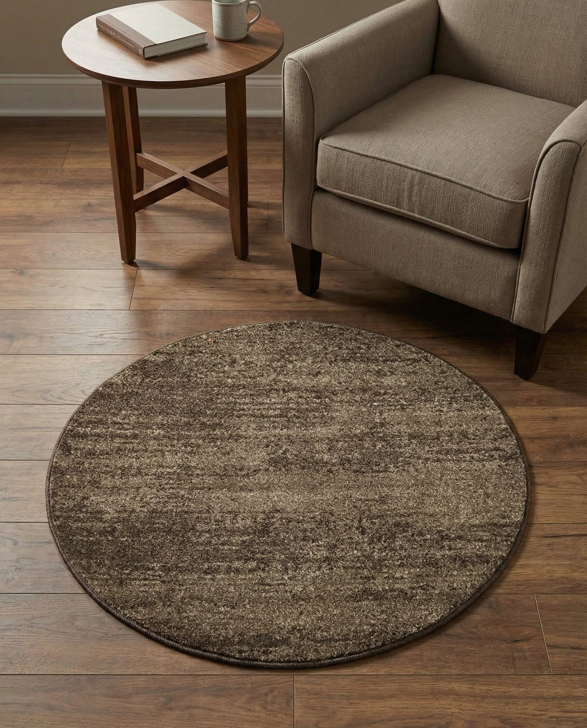 Studio Haven Collection Area Rug -  Gallery (Brown) Round Brown  lifestyle 96