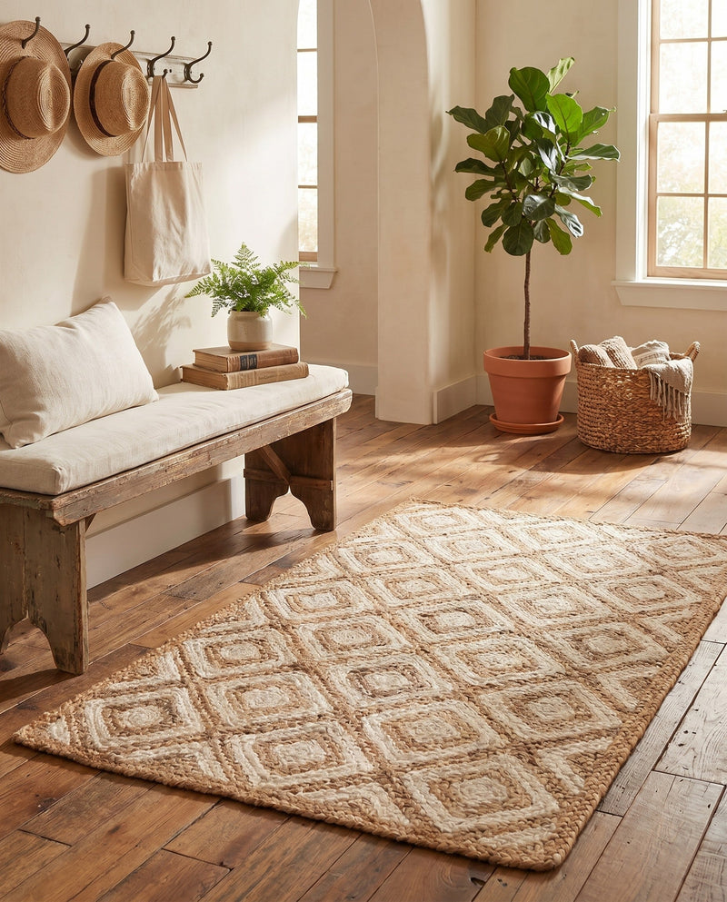 Woven Seaside Jute Collection Area Rug - Marina Rectangle Natural  lifestyle 37