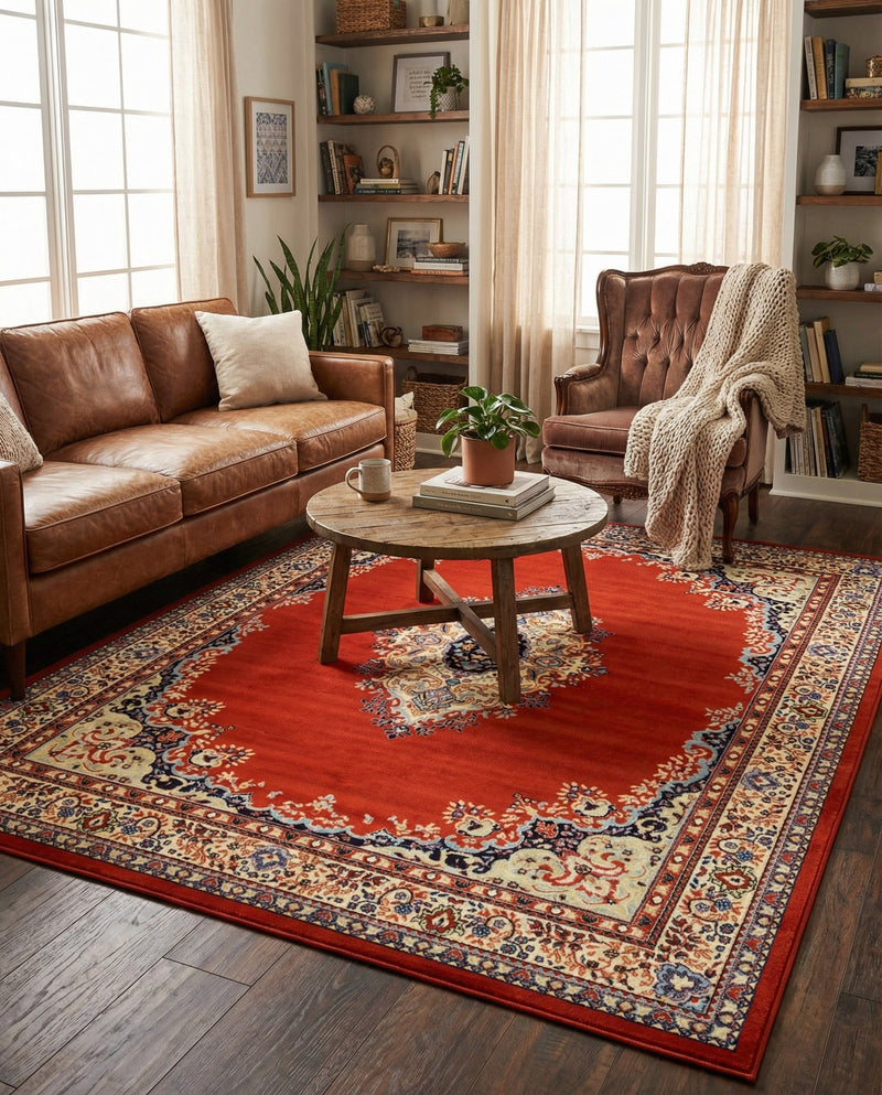 Tabriz Tapestry Collection Area Rug - Azerbaijan (Terracotta) Rectangle Terracotta  lifestyle 3
