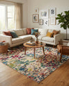 Outdoor Marrakesh Collection Area Rug -  Oujda Square Multi  lifestyle 78