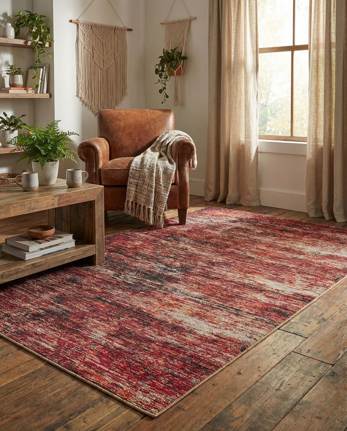 Sahara Essence Collection Area Rug - Oasis (Rust Red) Rectangle Rust Red  lifestyle 9