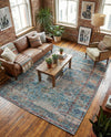 Savannah Threads Collection Area Rug - Tybee Rectangle Teal blue  lifestyle 7