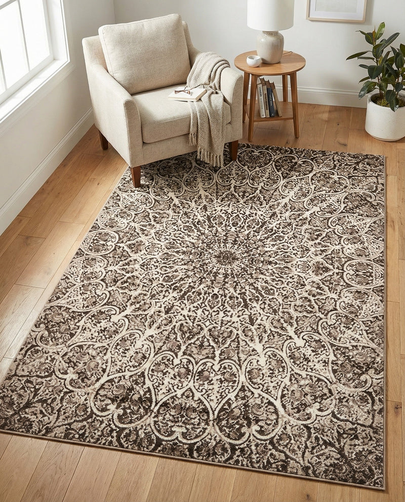 Riviera Elegance Collection Area Rug -  Eze Rectangle Brown  lifestyle 25