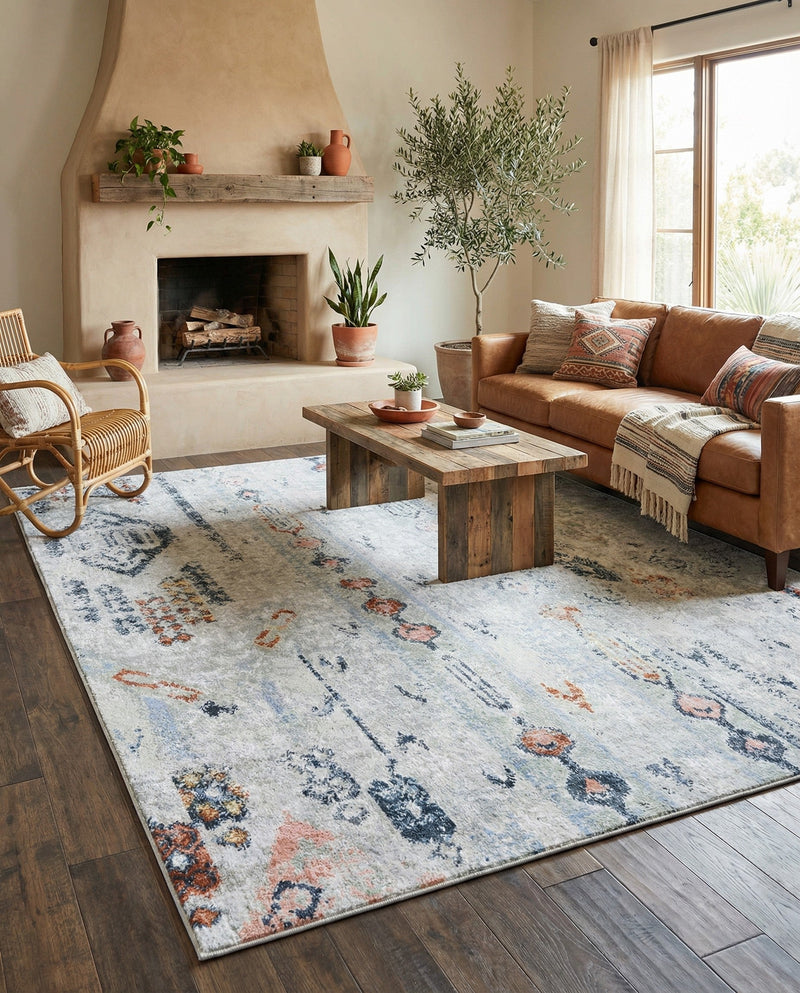 Aegean Elegance Washables Collection Area Rug -  Zakynthos Rectangle Ivory Gray  lifestyle 33